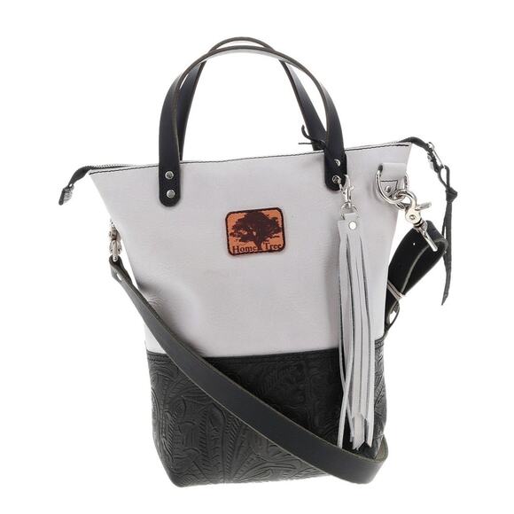 Home Tree Handcrafted Mini Rey Leather Crossbody Bag Tote Colorblock Fringe - Picture 1 of 8